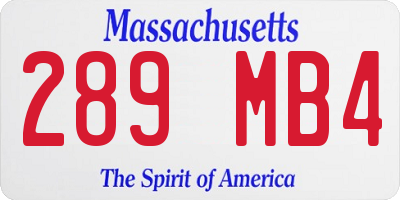 MA license plate 289MB4
