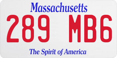 MA license plate 289MB6