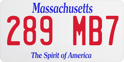 MA license plate 289MB7