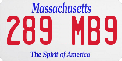 MA license plate 289MB9