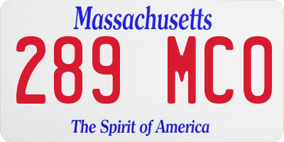 MA license plate 289MC0