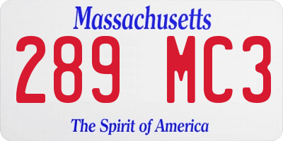 MA license plate 289MC3