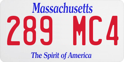 MA license plate 289MC4