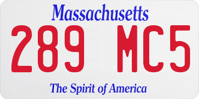 MA license plate 289MC5