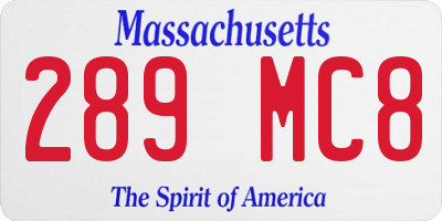 MA license plate 289MC8