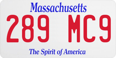 MA license plate 289MC9