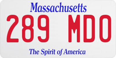MA license plate 289MD0