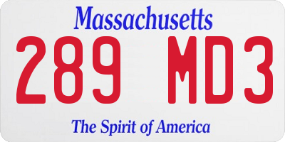 MA license plate 289MD3