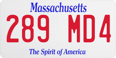 MA license plate 289MD4