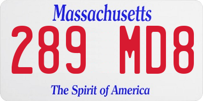 MA license plate 289MD8