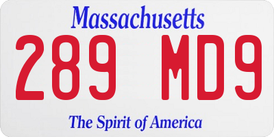 MA license plate 289MD9