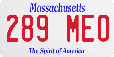 MA license plate 289ME0
