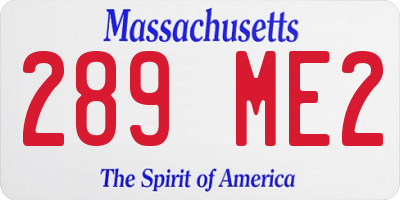 MA license plate 289ME2