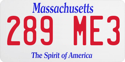 MA license plate 289ME3
