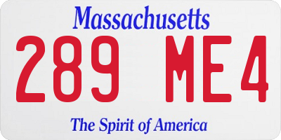 MA license plate 289ME4