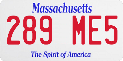 MA license plate 289ME5