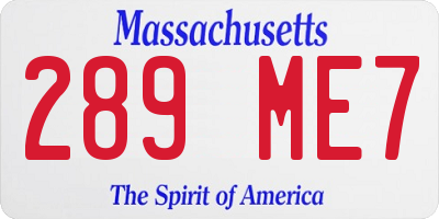 MA license plate 289ME7