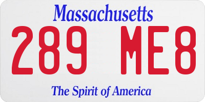 MA license plate 289ME8