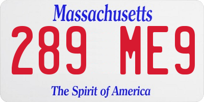 MA license plate 289ME9