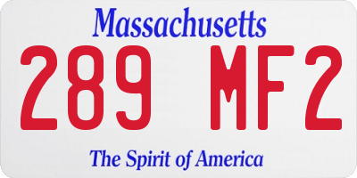 MA license plate 289MF2