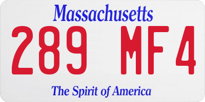 MA license plate 289MF4
