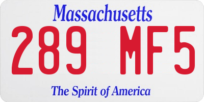 MA license plate 289MF5