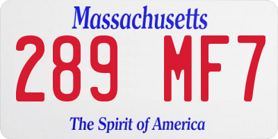 MA license plate 289MF7