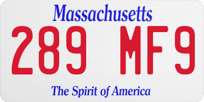 MA license plate 289MF9