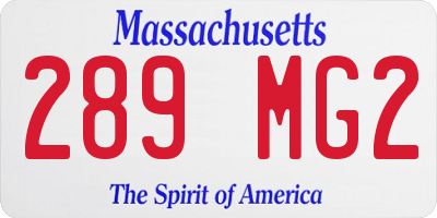 MA license plate 289MG2