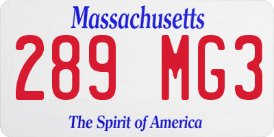 MA license plate 289MG3