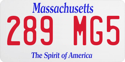 MA license plate 289MG5