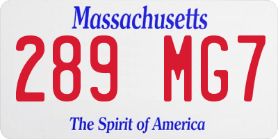 MA license plate 289MG7
