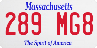 MA license plate 289MG8