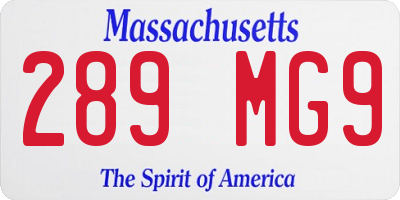 MA license plate 289MG9