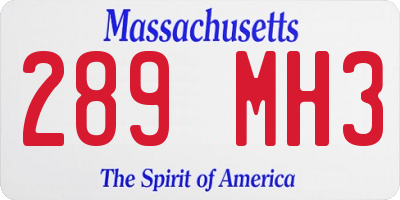 MA license plate 289MH3