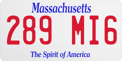 MA license plate 289MI6