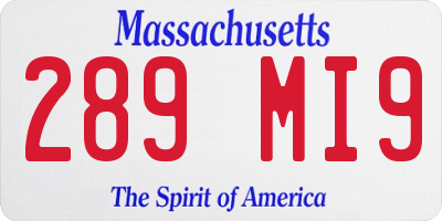 MA license plate 289MI9