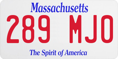 MA license plate 289MJ0
