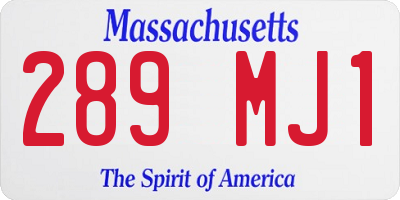 MA license plate 289MJ1