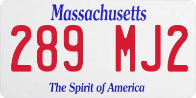 MA license plate 289MJ2