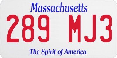MA license plate 289MJ3