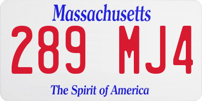MA license plate 289MJ4