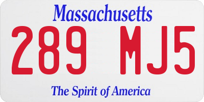 MA license plate 289MJ5