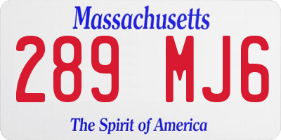 MA license plate 289MJ6