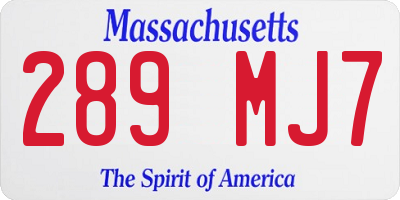 MA license plate 289MJ7