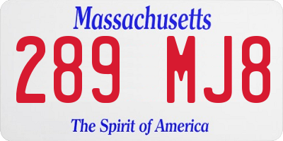 MA license plate 289MJ8