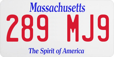 MA license plate 289MJ9