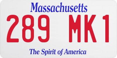 MA license plate 289MK1