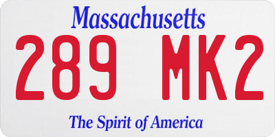 MA license plate 289MK2