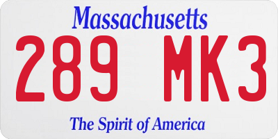 MA license plate 289MK3